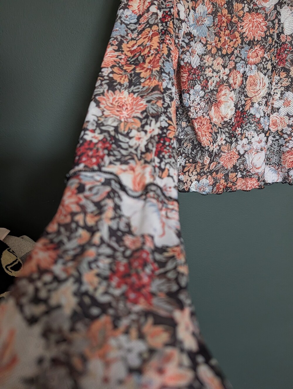 Floral Long Sleeve Mesh Top in Multicolor - Picture 3 of 5